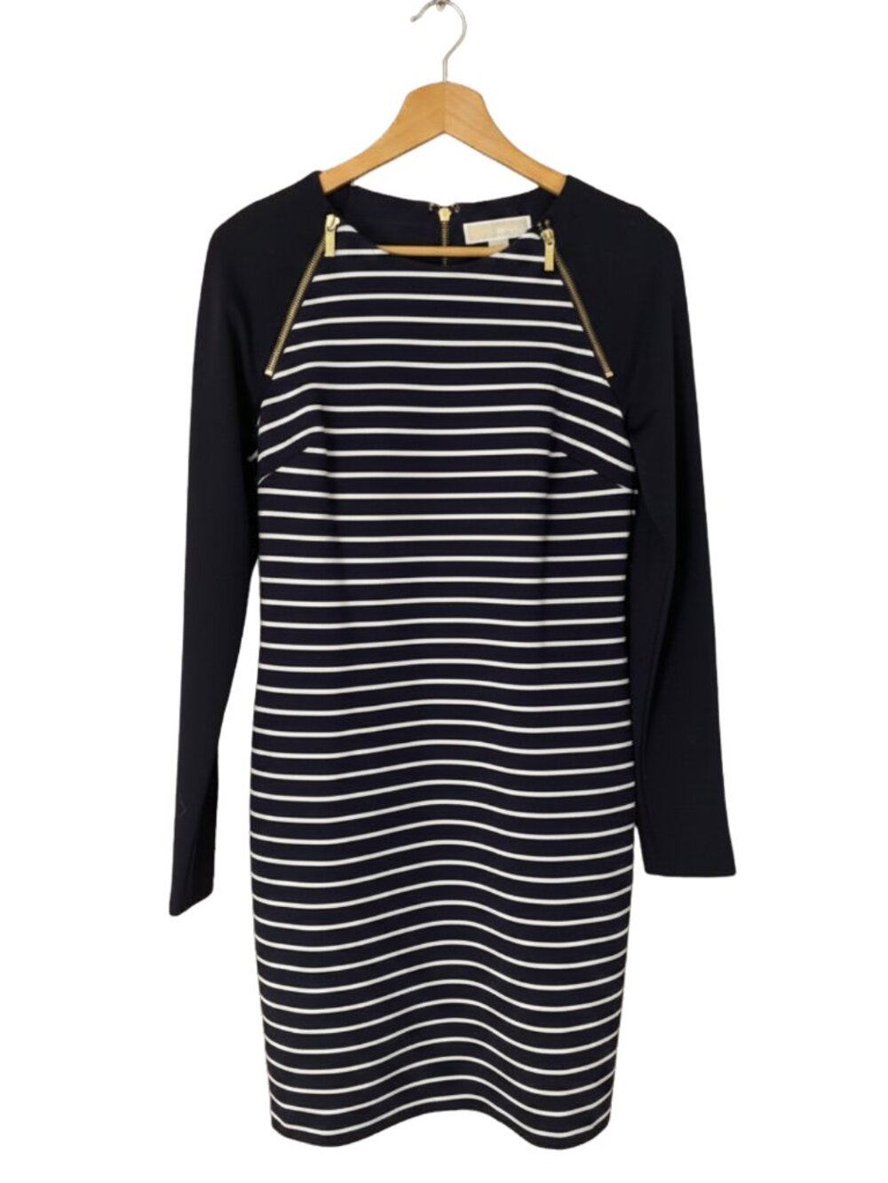 Michael Michael Kors Striped Shift Dress Navy White Zip Detail Size 4